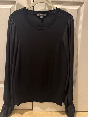 INC International Concepts Black Long Sleeve Blouse